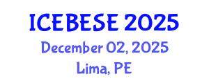 International Conference on Environmental, Biological, Ecological Sciences and Engineering (ICEBESE) December 02, 2025 - Lima, Peru