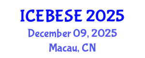 International Conference on Environmental, Biological, Ecological Sciences and Engineering (ICEBESE) December 09, 2025 - Macau, China