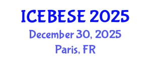 International Conference on Environmental, Biological, Ecological Sciences and Engineering (ICEBESE) December 30, 2025 - Paris, France