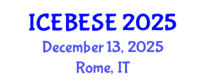International Conference on Environmental, Biological, Ecological Sciences and Engineering (ICEBESE) December 13, 2025 - Rome, Italy
