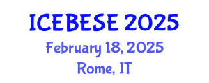 International Conference on Environmental, Biological, Ecological Sciences and Engineering (ICEBESE) February 18, 2025 - Rome, Italy