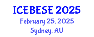 International Conference on Environmental, Biological, Ecological Sciences and Engineering (ICEBESE) February 25, 2025 - Sydney, Australia