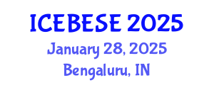International Conference on Environmental, Biological, Ecological Sciences and Engineering (ICEBESE) January 28, 2025 - Bengaluru, India