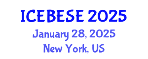 International Conference on Environmental, Biological, Ecological Sciences and Engineering (ICEBESE) January 28, 2025 - New York, United States