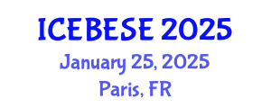 International Conference on Environmental, Biological, Ecological Sciences and Engineering (ICEBESE) January 25, 2025 - Paris, France