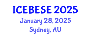 International Conference on Environmental, Biological, Ecological Sciences and Engineering (ICEBESE) January 28, 2025 - Sydney, Australia