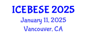 International Conference on Environmental, Biological, Ecological Sciences and Engineering (ICEBESE) January 11, 2025 - Vancouver, Canada