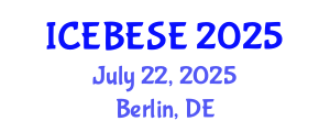 International Conference on Environmental, Biological, Ecological Sciences and Engineering (ICEBESE) July 22, 2025 - Berlin, Germany