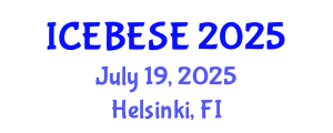 International Conference on Environmental, Biological, Ecological Sciences and Engineering (ICEBESE) July 19, 2025 - Helsinki, Finland