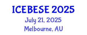 International Conference on Environmental, Biological, Ecological Sciences and Engineering (ICEBESE) July 21, 2025 - Melbourne, Australia
