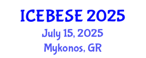International Conference on Environmental, Biological, Ecological Sciences and Engineering (ICEBESE) July 15, 2025 - Mykonos, Greece