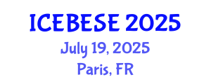 International Conference on Environmental, Biological, Ecological Sciences and Engineering (ICEBESE) July 19, 2025 - Paris, France