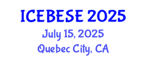 International Conference on Environmental, Biological, Ecological Sciences and Engineering (ICEBESE) July 15, 2025 - Quebec City, Canada