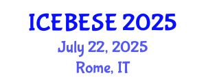 International Conference on Environmental, Biological, Ecological Sciences and Engineering (ICEBESE) July 22, 2025 - Rome, Italy