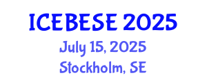 International Conference on Environmental, Biological, Ecological Sciences and Engineering (ICEBESE) July 15, 2025 - Stockholm, Sweden
