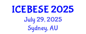 International Conference on Environmental, Biological, Ecological Sciences and Engineering (ICEBESE) July 29, 2025 - Sydney, Australia