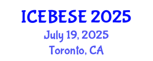 International Conference on Environmental, Biological, Ecological Sciences and Engineering (ICEBESE) July 19, 2025 - Toronto, Canada