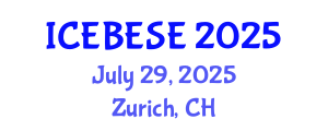 International Conference on Environmental, Biological, Ecological Sciences and Engineering (ICEBESE) July 29, 2025 - Zurich, Switzerland