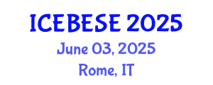 International Conference on Environmental, Biological, Ecological Sciences and Engineering (ICEBESE) June 03, 2025 - Rome, Italy