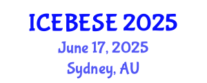 International Conference on Environmental, Biological, Ecological Sciences and Engineering (ICEBESE) June 17, 2025 - Sydney, Australia