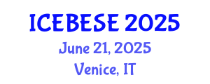 International Conference on Environmental, Biological, Ecological Sciences and Engineering (ICEBESE) June 21, 2025 - Venice, Italy
