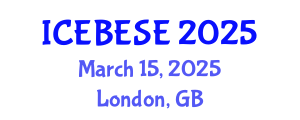 International Conference on Environmental, Biological, Ecological Sciences and Engineering (ICEBESE) March 15, 2025 - London, United Kingdom