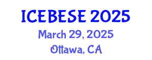 International Conference on Environmental, Biological, Ecological Sciences and Engineering (ICEBESE) March 29, 2025 - Ottawa, Canada