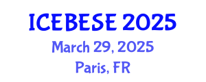 International Conference on Environmental, Biological, Ecological Sciences and Engineering (ICEBESE) March 29, 2025 - Paris, France