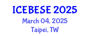 International Conference on Environmental, Biological, Ecological Sciences and Engineering (ICEBESE) March 04, 2025 - Taipei, Taiwan