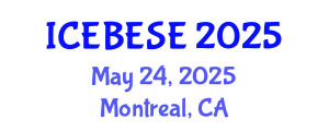 International Conference on Environmental, Biological, Ecological Sciences and Engineering (ICEBESE) May 24, 2025 - Montreal, Canada