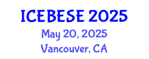 International Conference on Environmental, Biological, Ecological Sciences and Engineering (ICEBESE) May 20, 2025 - Vancouver, Canada