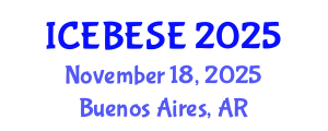 International Conference on Environmental, Biological, Ecological Sciences and Engineering (ICEBESE) November 18, 2025 - Buenos Aires, Argentina