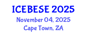International Conference on Environmental, Biological, Ecological Sciences and Engineering (ICEBESE) November 04, 2025 - Cape Town, South Africa