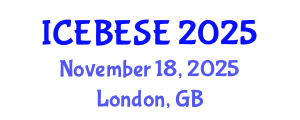 International Conference on Environmental, Biological, Ecological Sciences and Engineering (ICEBESE) November 18, 2025 - London, United Kingdom