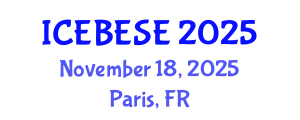 International Conference on Environmental, Biological, Ecological Sciences and Engineering (ICEBESE) November 18, 2025 - Paris, France