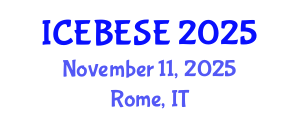 International Conference on Environmental, Biological, Ecological Sciences and Engineering (ICEBESE) November 11, 2025 - Rome, Italy
