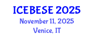 International Conference on Environmental, Biological, Ecological Sciences and Engineering (ICEBESE) November 11, 2025 - Venice, Italy