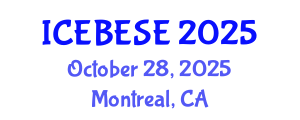 International Conference on Environmental, Biological, Ecological Sciences and Engineering (ICEBESE) October 28, 2025 - Montreal, Canada