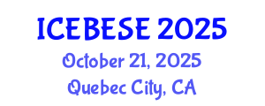 International Conference on Environmental, Biological, Ecological Sciences and Engineering (ICEBESE) October 21, 2025 - Quebec City, Canada