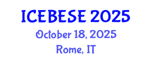 International Conference on Environmental, Biological, Ecological Sciences and Engineering (ICEBESE) October 18, 2025 - Rome, Italy