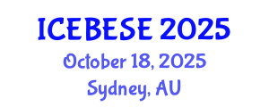 International Conference on Environmental, Biological, Ecological Sciences and Engineering (ICEBESE) October 18, 2025 - Sydney, Australia