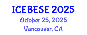 International Conference on Environmental, Biological, Ecological Sciences and Engineering (ICEBESE) October 25, 2025 - Vancouver, Canada