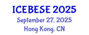 International Conference on Environmental, Biological, Ecological Sciences and Engineering (ICEBESE) September 27, 2025 - Hong Kong, China