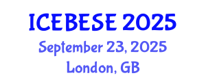 International Conference on Environmental, Biological, Ecological Sciences and Engineering (ICEBESE) September 23, 2025 - London, United Kingdom