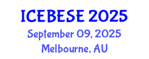 International Conference on Environmental, Biological, Ecological Sciences and Engineering (ICEBESE) September 09, 2025 - Melbourne, Australia