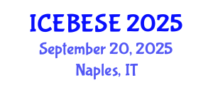 International Conference on Environmental, Biological, Ecological Sciences and Engineering (ICEBESE) September 20, 2025 - Naples, Italy