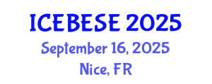 International Conference on Environmental, Biological, Ecological Sciences and Engineering (ICEBESE) September 16, 2025 - Nice, France