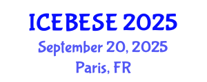 International Conference on Environmental, Biological, Ecological Sciences and Engineering (ICEBESE) September 20, 2025 - Paris, France