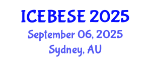 International Conference on Environmental, Biological, Ecological Sciences and Engineering (ICEBESE) September 06, 2025 - Sydney, Australia