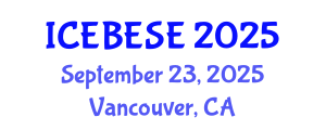 International Conference on Environmental, Biological, Ecological Sciences and Engineering (ICEBESE) September 23, 2025 - Vancouver, Canada